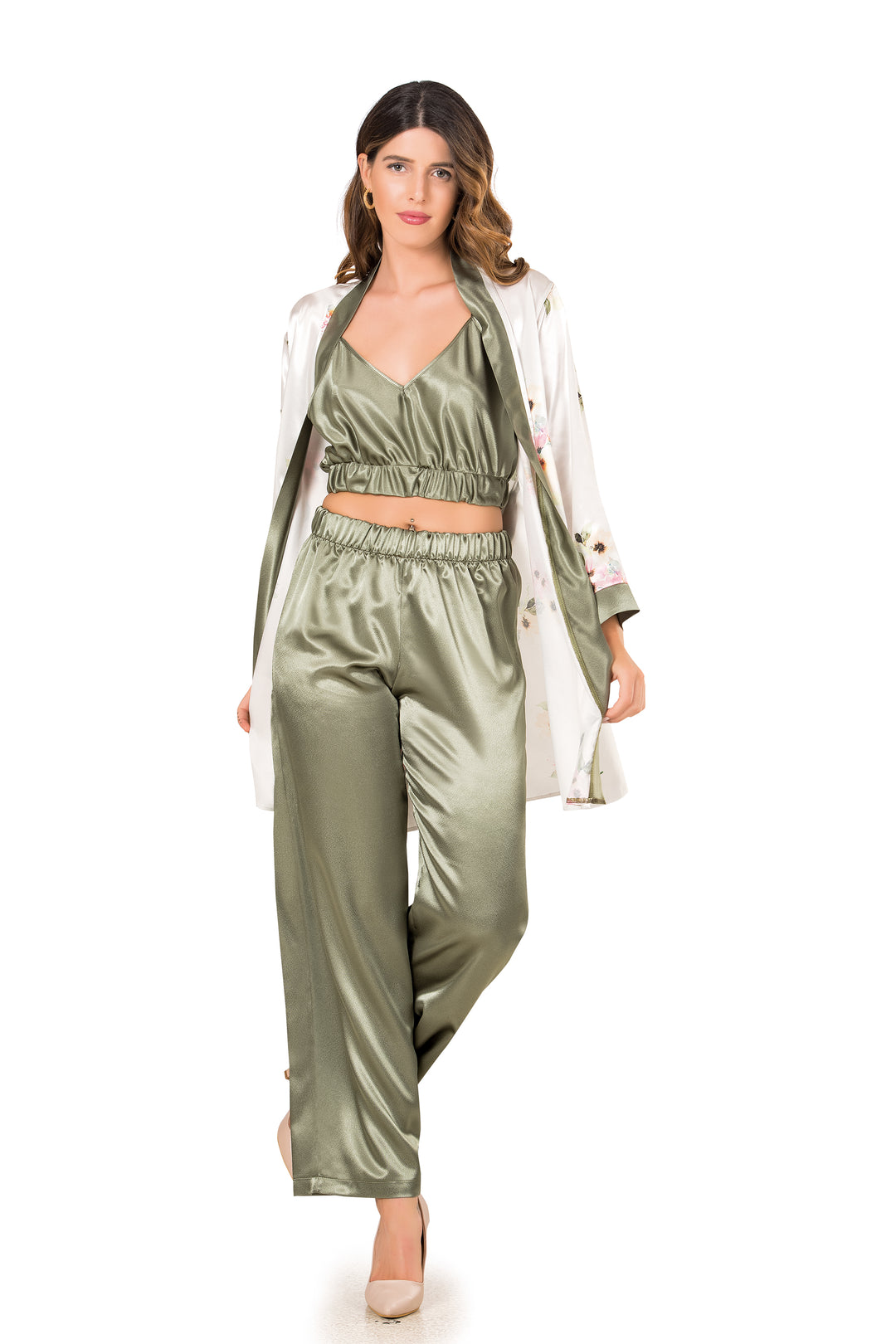 Saten Üçlü Pijama Takımı 208
