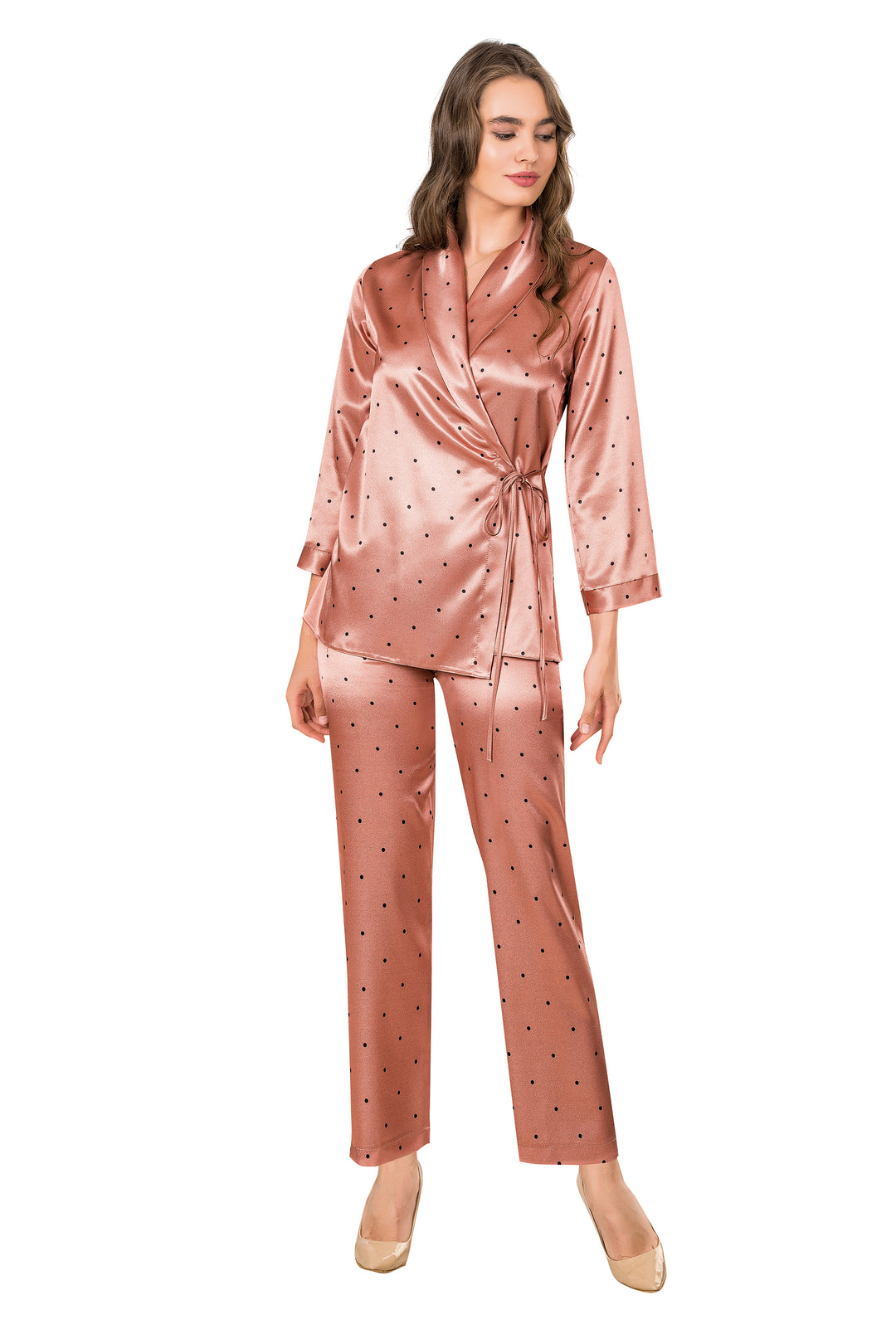 Saten Bağlama Detaylı Pijama Takımı 223