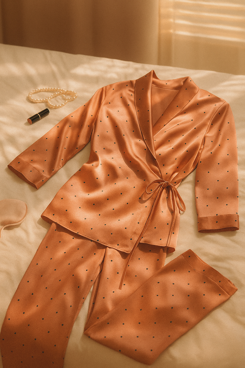 Saten Bağlama Detaylı Pijama Takımı 223