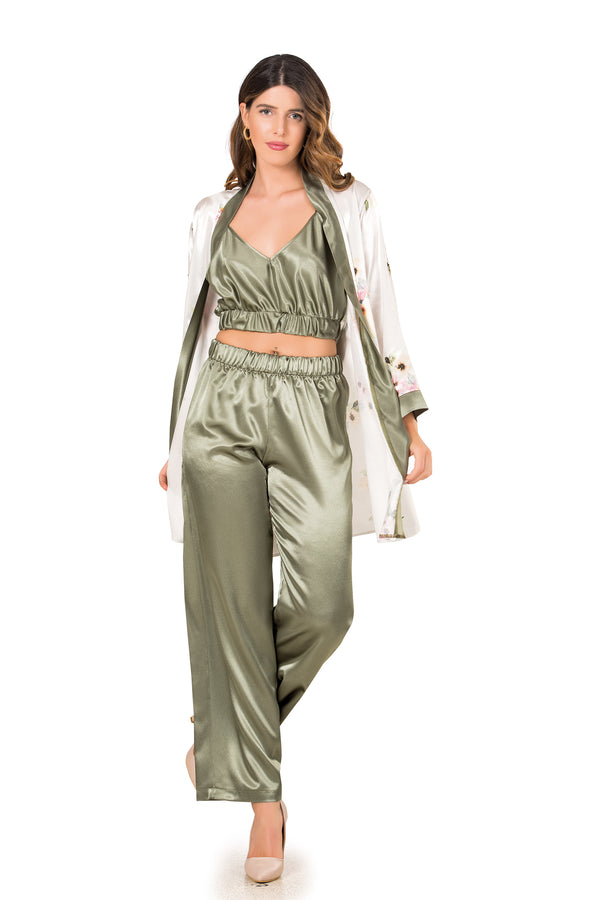 Saten Üçlü Pijama Takımı 208