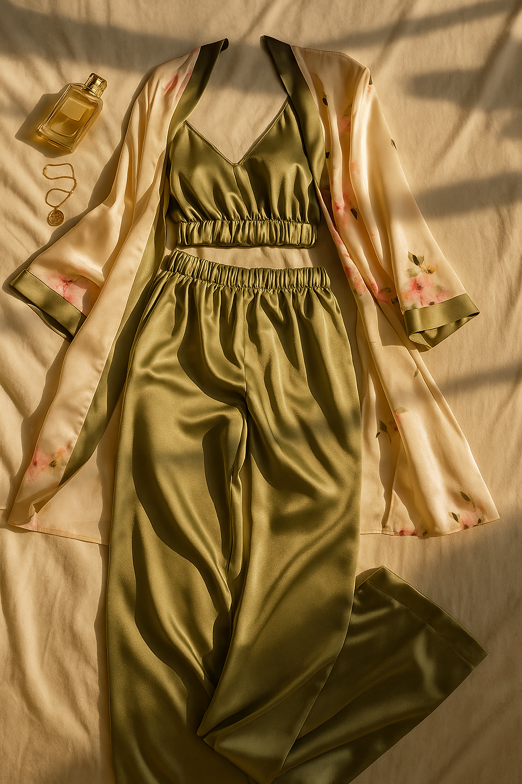 Saten Üçlü Pijama Takımı 208