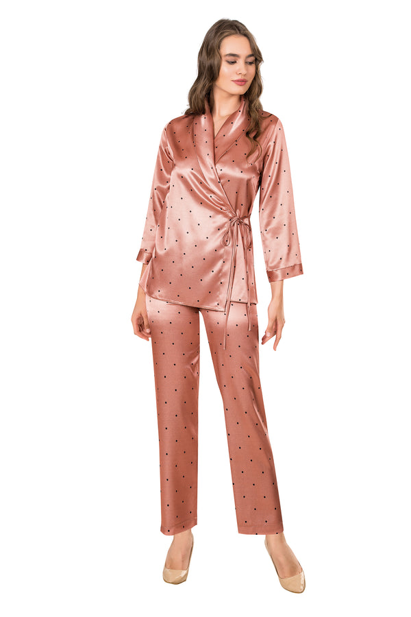Saten Bağlama Detaylı Pijama Takımı 223