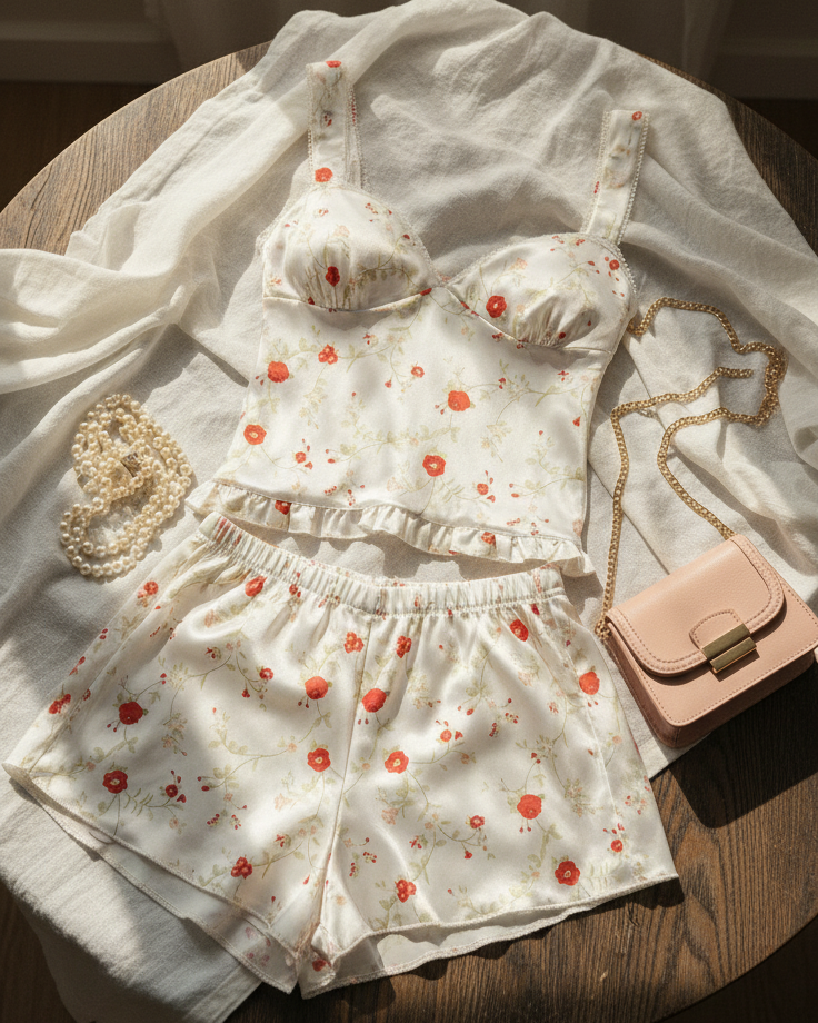 Saten Şortlu Takım 937